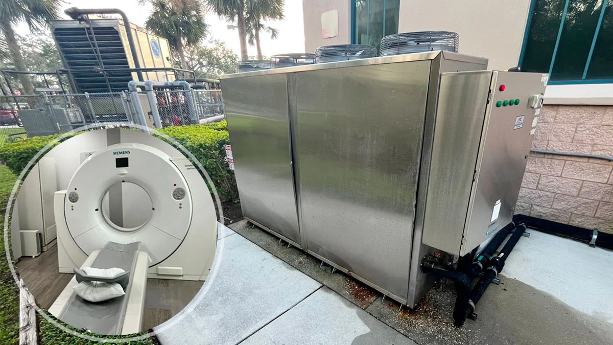 Technician from Rightway A/C & Refrigeration servicing a specialty cooling system.