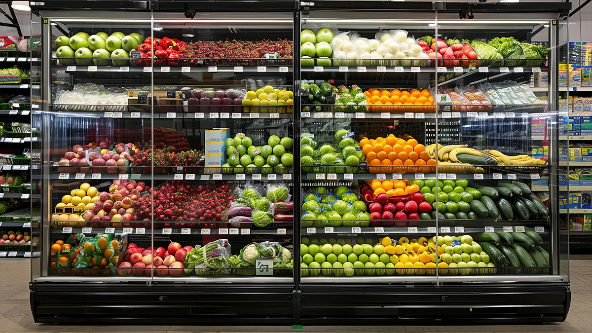 Technician from Rightway A/C & Refrigeration servicing a self-contained refrigeration unit.