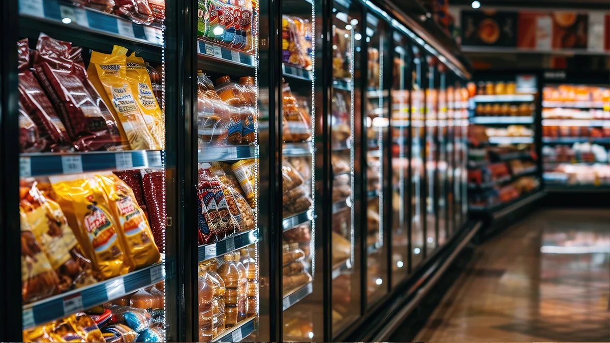 Technician from Rightway A/C & Refrigeration servicing a supermarket refrigeration unit for optimal performance.